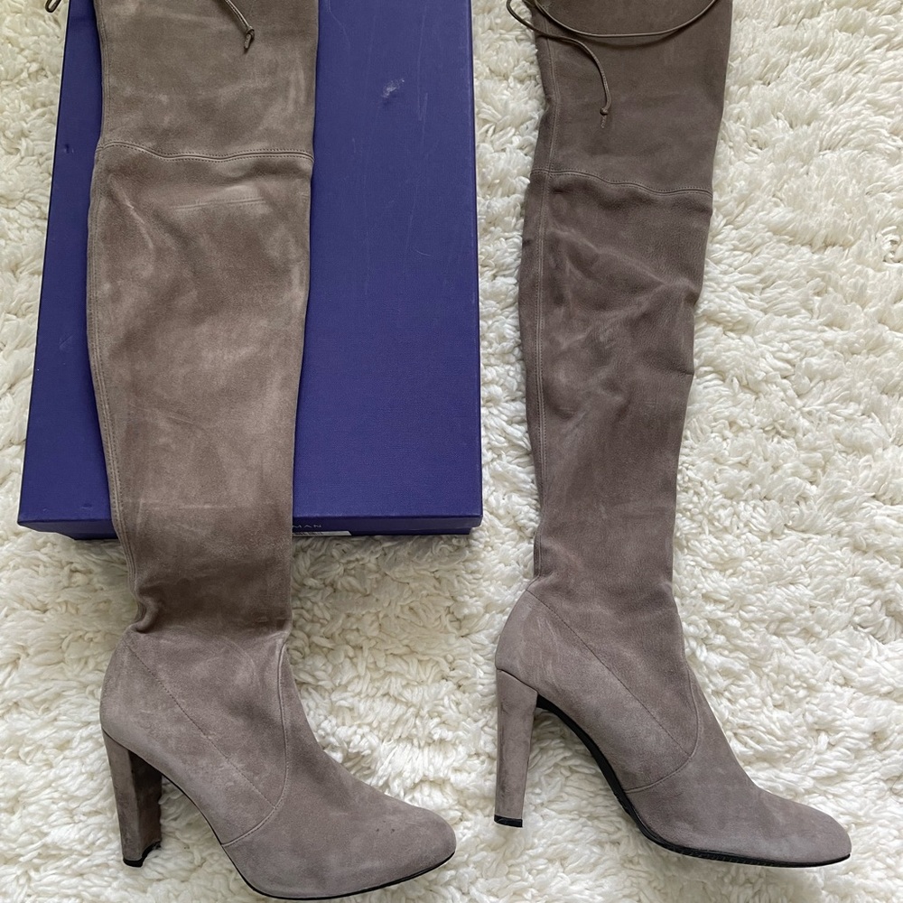 Stuart Weitzman Highland Boot Taupe Suede 9.5